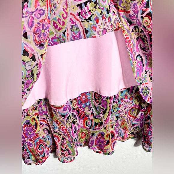 Sigrid Olsen Multicolor Paisley Vintage Pink A-Line Skirt sz 10 - Picture 3 of 9